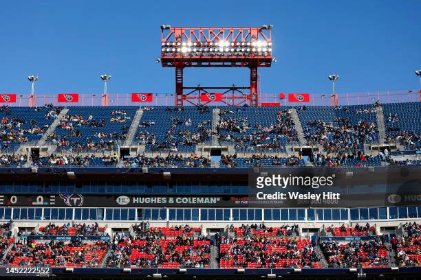 General view of the stadium in the game between the Houston Texans and the Tennessee Titans at Nissan Stadium on December 24, 2022 in Nashville,...