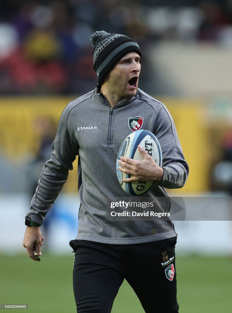 Rick Stockwell Rugby Richard Wigglesworth, the Leicester Tigers interim head coach, shouts ...