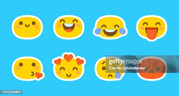 emoticons essential chubbies - whatsapp stickers stock illustrations