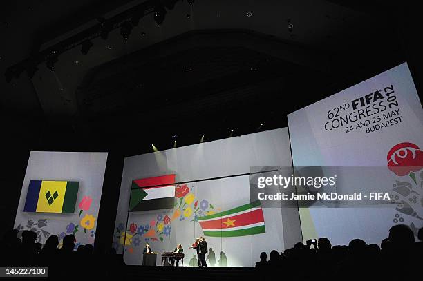 Performers perform during the 62nd FIFA Congress Opening Ceremony at the Budapest confernce centre on May 24, 2012 in Budapest, Hungary.