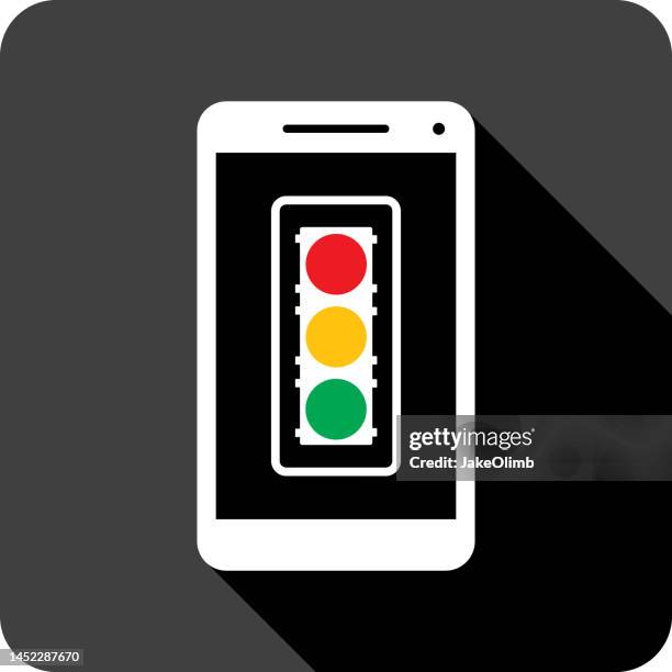 traffic light smartphone icon silhouette 1 - red light stock illustrations