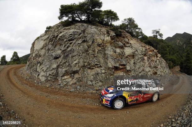 Sebastien Loeb of France and Daniel Elena of Monaco compete in their Citroen Total WRT Citroen DS3 WRC during the Shakedown of the WRC Rally...