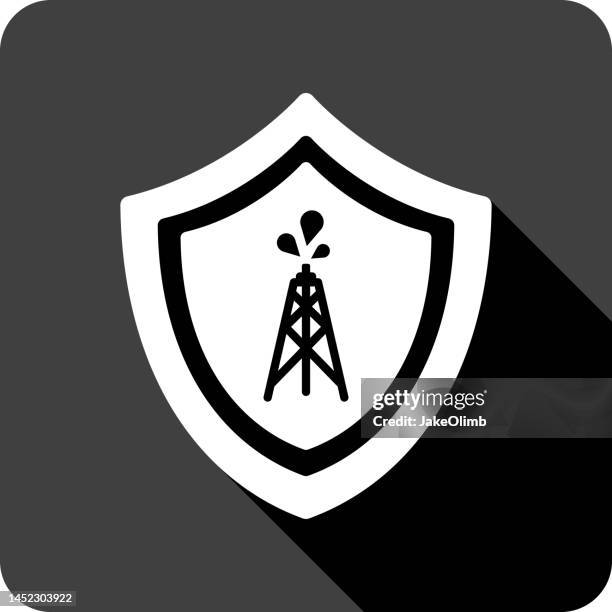 bildbanksillustrationer, clip art samt tecknat material och ikoner med shield oil tower icon silhouette - distillation tower