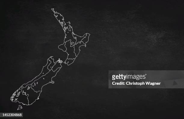 kreide tafel - neuseeland - landkarte - neuseeland stock pictures, royalty-free photos & images