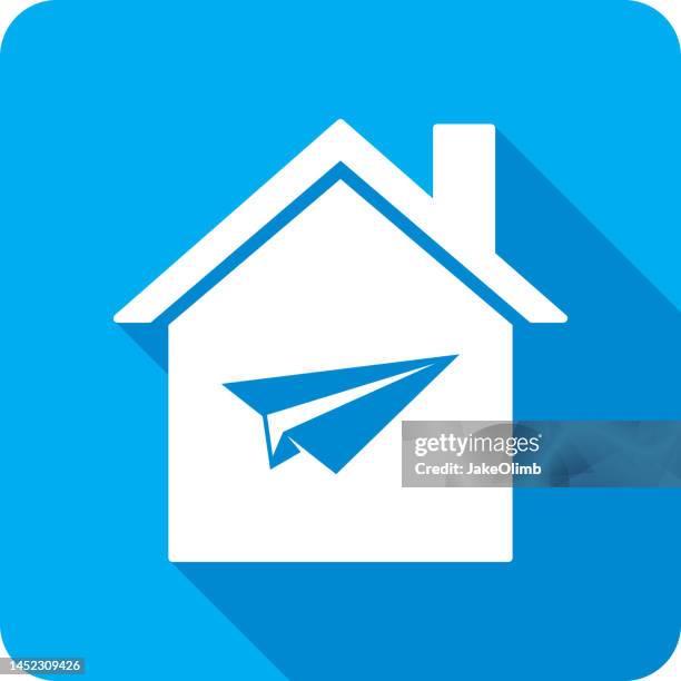 house paper airplane icon silhouette - glider stock illustrations