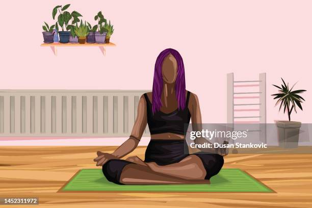 yoga at home - 30 39 years stock illustrations