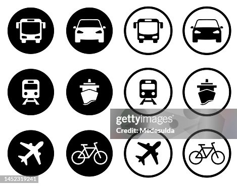 Bus Car Train Ship Aircraft Bicycle High-Res Vector Graphic - Getty Images