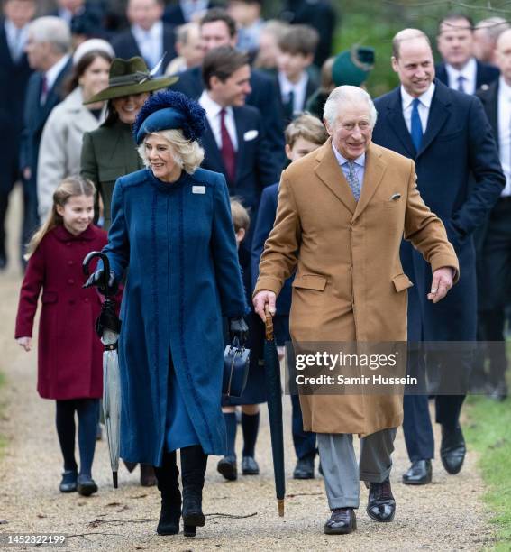 Princess Charlotte, Catherine, Princess of Wales, Camilla, Queen Consort, Prince Louis, Prince George, King Charles III and Prince William, Prince of...