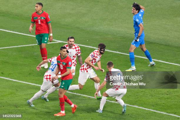 Josko Gvardiol of Croatia celebrates his goal with teammates during the FIFA World Cup Qatar 2022 3rd Place match between Croatia and Morocco at...