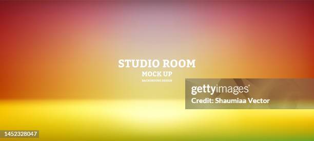 empty orange green studio room, used as background for display your products - orange background spotlight stock illustrations