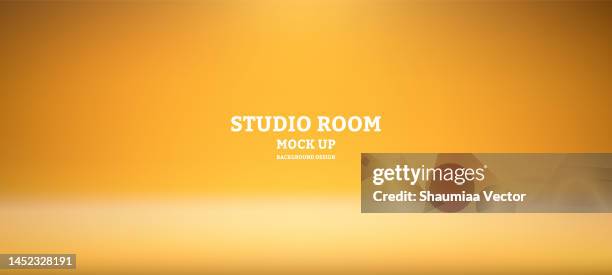 empty orange green studio room, used as background for display your products - orange background spotlight stock illustrations