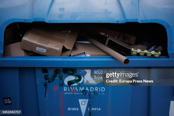 Paper and cardboard containers full of gift wrapping and toy boxes, in Rivas, on 25 December, 2022 in Madrid, Spain. According to Ecoembes, Spaniards...