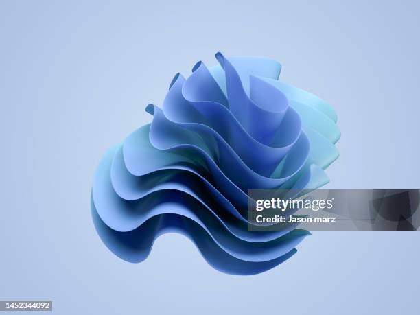 blue curved swirl object - forme tridimensionnelle photos et images de collection
