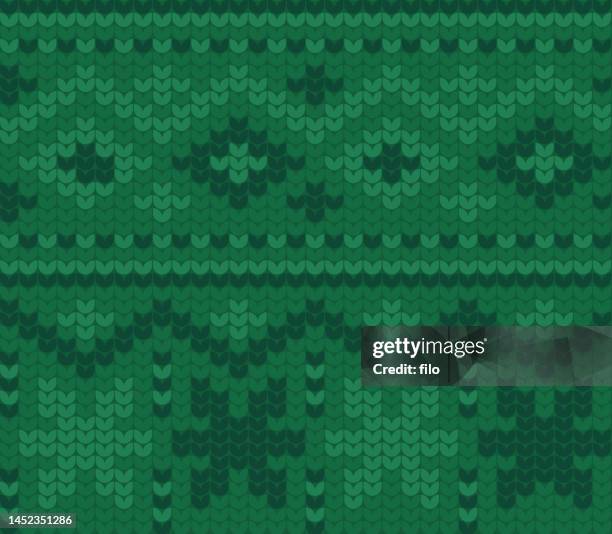 seamless green winter christmas holiday sewn sweater background - crochet stock illustrations