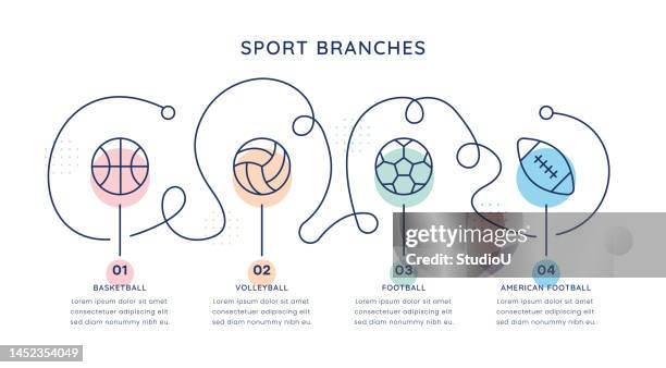 sportfilialen timeline infografik vorlage für web-, mobile- und printmedien - volleyball stock-grafiken, -clipart, -cartoons und -symbole