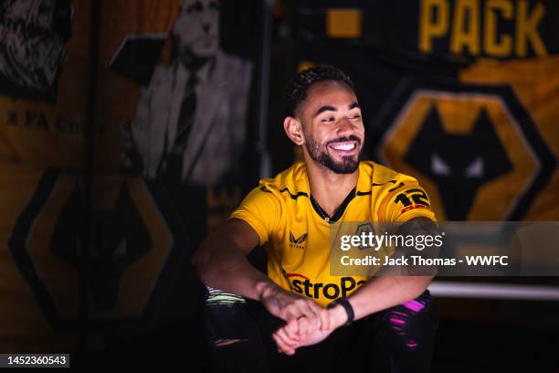 Wolverhampton Wanderers unveil new signing Matheus Cunha at Molineux on December 23, 2022 in Wolverhampton, England.