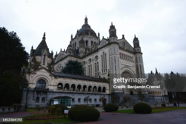 General view of the Basilica of Saint Therese of Lisieux on Christmas Day on December 25, 2022 in Lisieux, France. The Basilica of Sainte-Thérèse of...