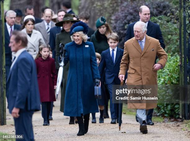 Princess Charlotte, Catherine, Princess of Wales, Camilla, Queen Consort, Prince Louis, Prince George, King Charles III and Prince William, Prince of...