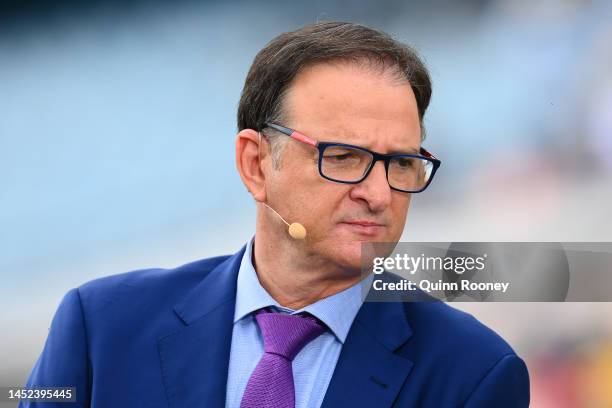 Mark Waugh is seeen during day one of the Second Test match in the series between Australia and South Africa at Melbourne Cricket Ground on December...