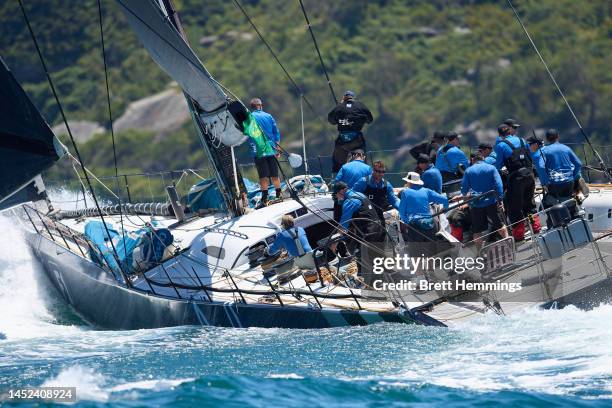 Black Jack is pictured prior to the start of the 2022 Sydney to Hobart on Sydney Harbour, on December 26, 2022 in Sydney, Australia.