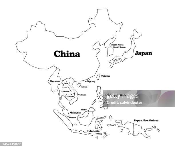 bildbanksillustrationer, clip art samt tecknat material och ikoner med map of asian countries - south korea
