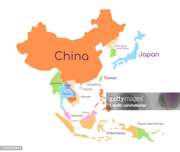 karte der asiatischen länder - north korea stock-grafiken, -clipart, -cartoons und -symbole