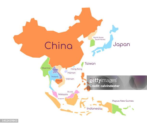 ilustrações de stock, clip art, desenhos animados e ícones de map of asian countries - norte