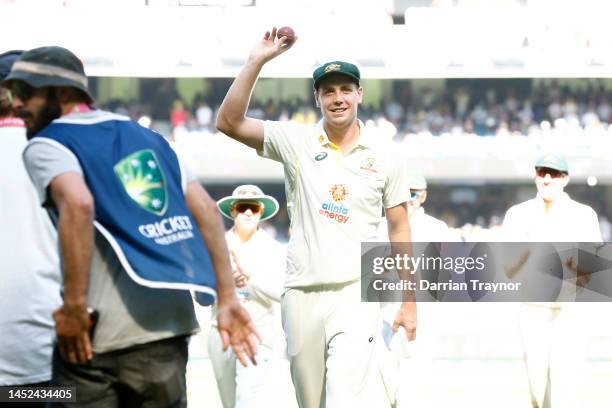 Cameron Green of Australia acknowledges the crowd after taking 5 wickets in the first innings during day one of the Second Test match in the series...
