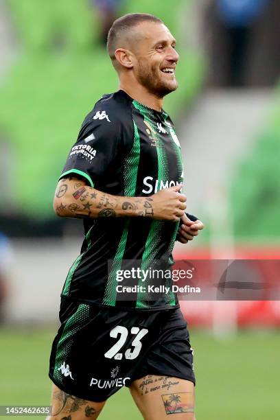 Alessandro Diamanti of United reacts during the round nine A-League Men's match between Western United and Melbourne Victory at AAMI Park, on...