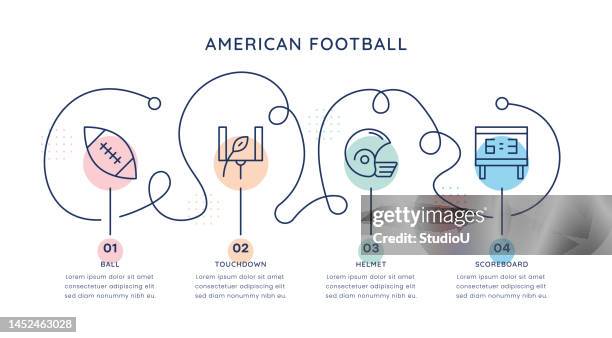 american football timeline infographic template for web, mobile and printed media - sports jersey template stock illustrations