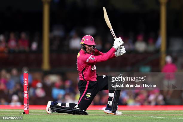 Moises Henriques of the Sixers bats during the Men's Big Bash League match between the Sydney Sixers and the Melbourne Stars at Sydney Cricket...