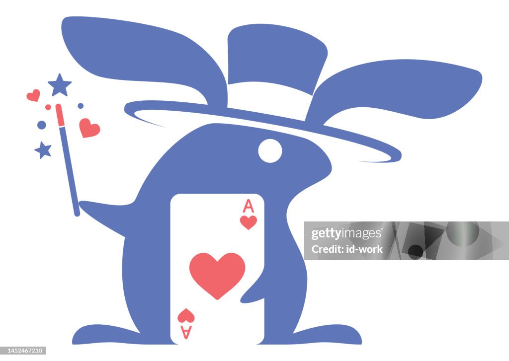 Rabbit holding ace of hearts playing card