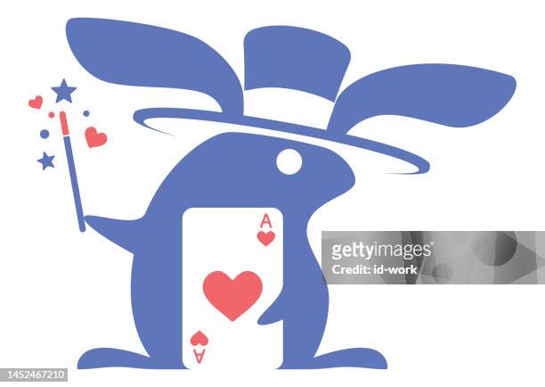 rabbit holding ace of hearts playing card - ace of hearts stock illustrations