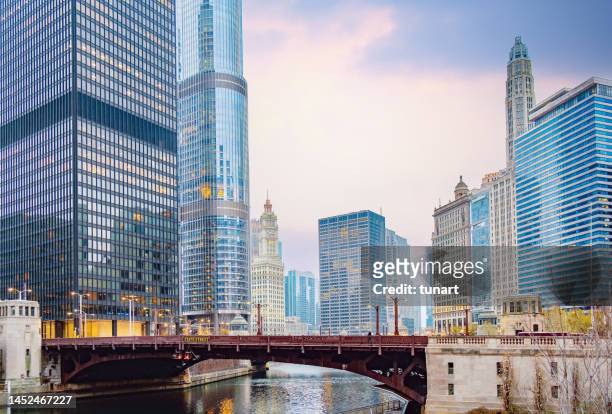 paesaggio urbano di chicago - chicago illinois foto e immagini stock