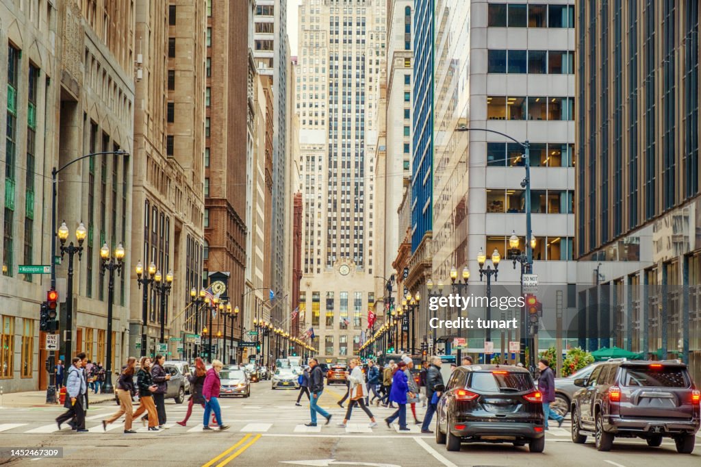 Rua no distrito financeiro de Chicago