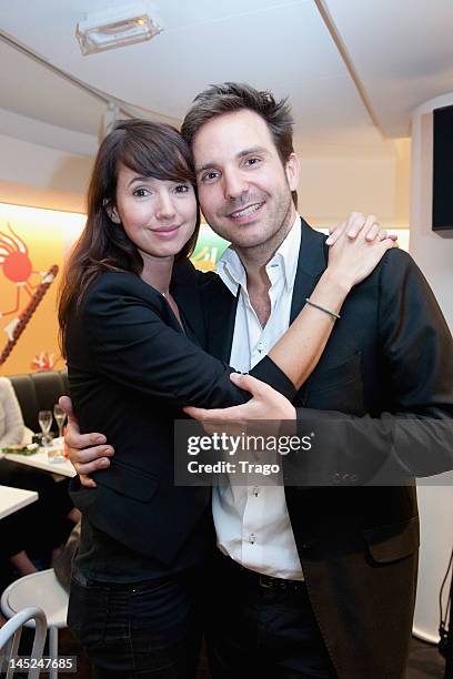 Delphine McCarty and Christophe Michalak attend 'Mikado King Choco' Launch at Colette on May 24, 2012 in Paris, France.