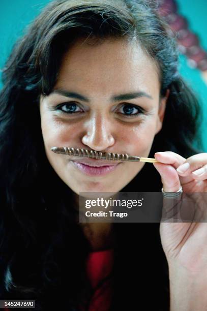 Laurence Roustandjee attends 'Mikado King Choco' Launch at Colette on May 24, 2012 in Paris, France.