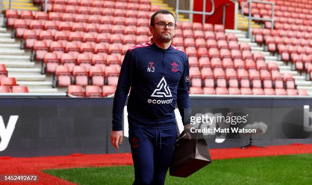 Southampton manager Nathan Jones ahead of the Premier League match between Southampton FC and Brighton & Hove Albion at St. Mary's Stadium on...