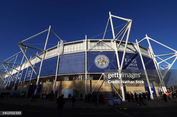 General view outside the stadium prior to the Premier League match between Leicester City and Newcastle United at The King Power Stadium on December...