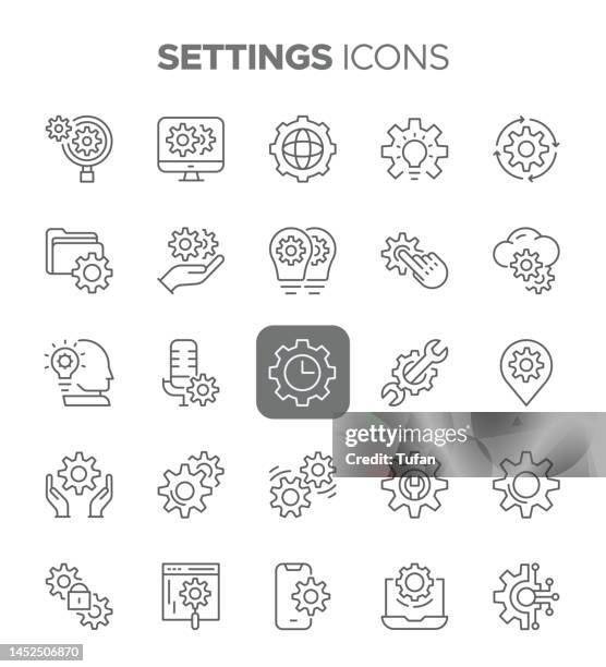 bildbanksillustrationer, clip art samt tecknat material och ikoner med settings icons - configuration, preferences, options and more symbols - calibration