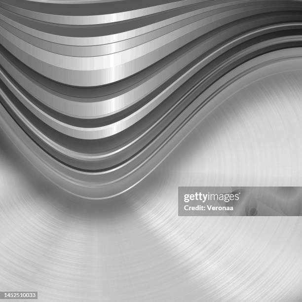 abstract gray shade engraved glossy wavy bands with brushed silver metallic background. - metalworking fluid stock illustrations