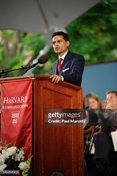 Author Fareed Zakaria attends the Annual Meeting of the Harvard University Alumni Association at the 2012 Harvard Commencement on May 24, 2012 in...