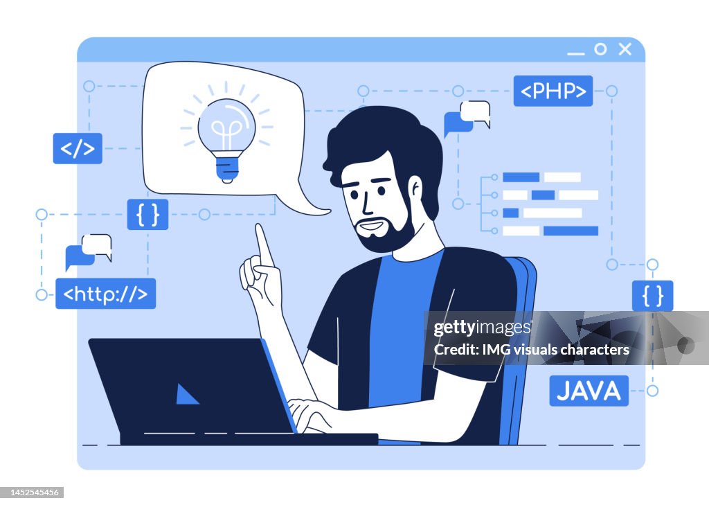 App Developer Image App Developer At Work Flat Concept Vector Illustration High-Res Vector ...