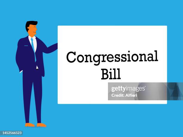 politician presents bill - congress bill stock illustrations