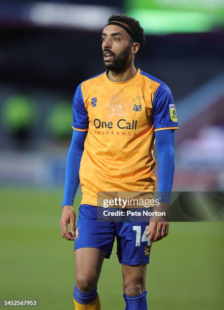 James Perch of Mansfield Town in action during the Sky Bet League Two between Mansfield Town and Northampton Town at One Call Stadium on December 26,...