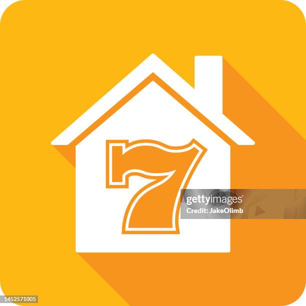 house number seven icon silhouette - flat roof stock illustrations