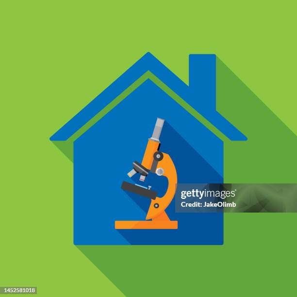 house microscope icon flat - microscope lens stock illustrations