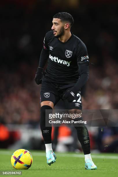 Said Benrahma of West Ham United during the Premier League match between Arsenal FC and West Ham United at Emirates Stadium on December 26, 2022 in...