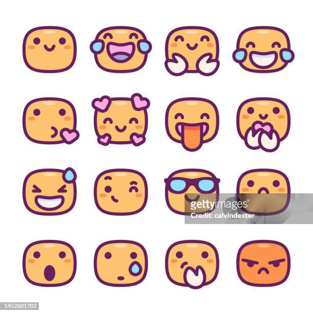 emoticons cute collection - blowing a kiss stock illustrations