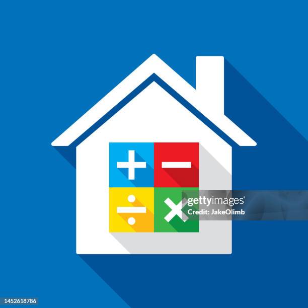 house math icon flat - high school math class stock illustrations